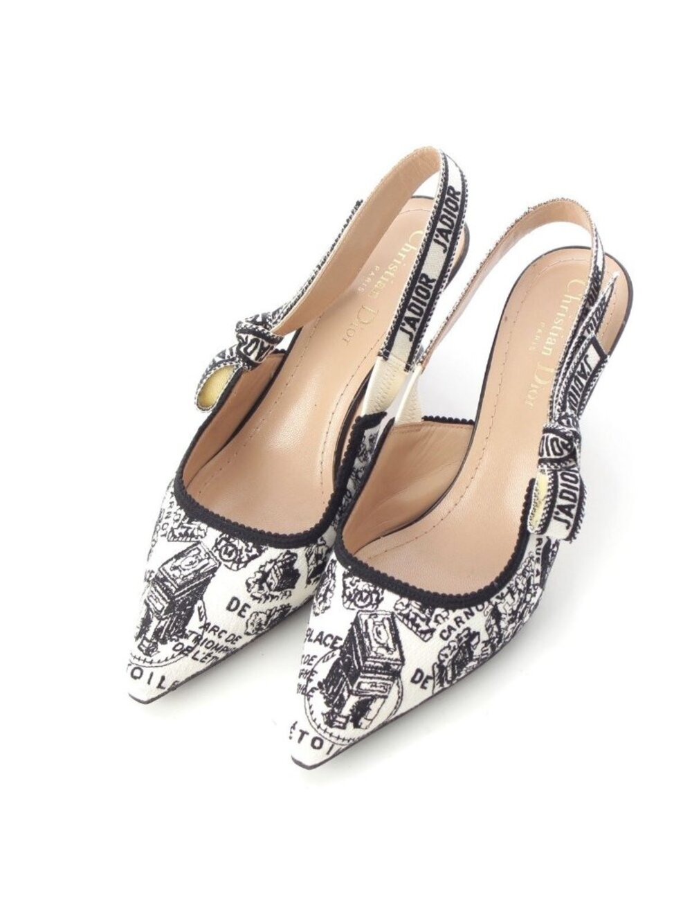 Dior J'adior Slingback Pumps Black White Heel